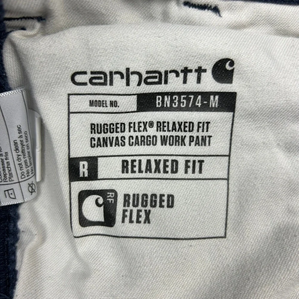 Carhartt Cargo Work Pants Mens 36x32 Blue Rugged Flex Relaxed Fit Canvas Utility